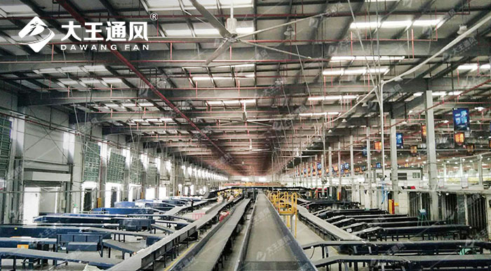 Large industrial ceiling fan of a Baishi sorting center